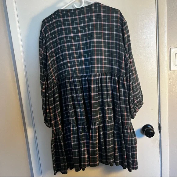 Madewell Flannel Colette Mini Dress Plaid Size 14 Cottagecore Winter Grunge - Picture 9 of 16